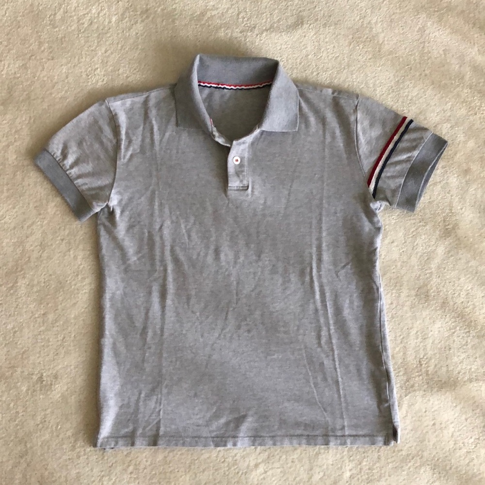 Mens vintage heather gray S/S mesh stretch polo